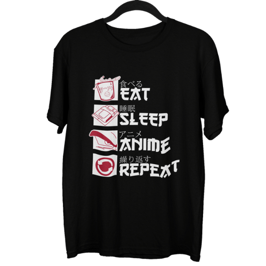 Eat Sleep Anime Repeat Unisex Oversized T-Shirt