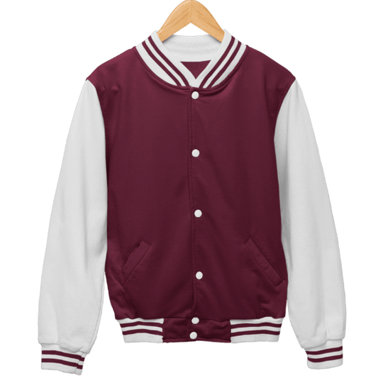 Solid Rosewood Maroon Unisex Varsity Jacket