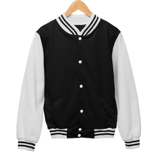 Solid Classic Black Unisex Varsity Jacket