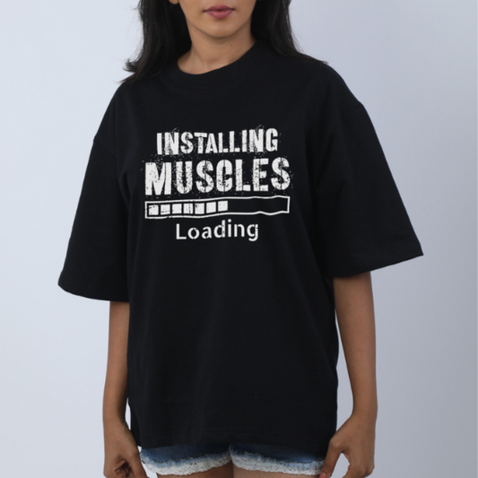 Installing Muscles Gym Unisex Oversized T-Shirt