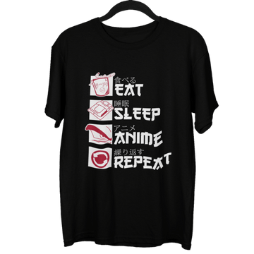 Eat Sleep Anime Repeat Unisex Oversized T-Shirt