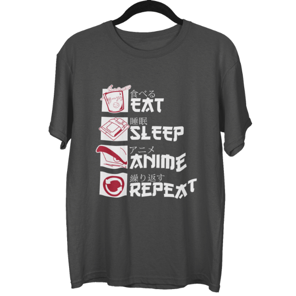 Eat Sleep Anime Repeat Unisex Oversized T-Shirt