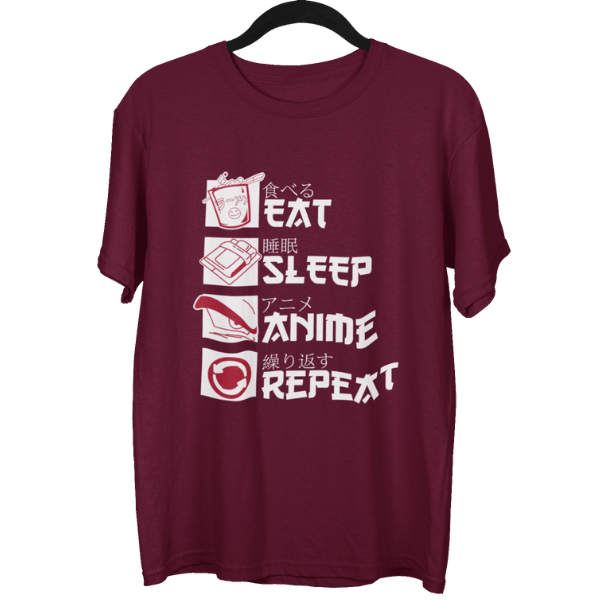 Eat Sleep Anime Repeat Unisex Oversized T-Shirt