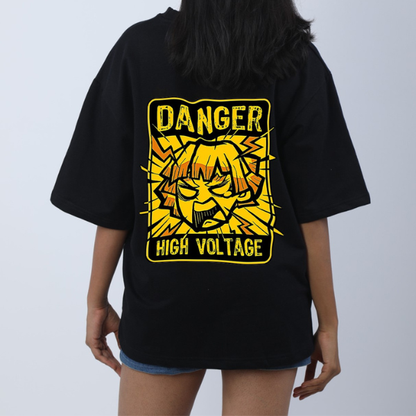 Danger High Voltage Anime Unisex Oversized T-Shirt