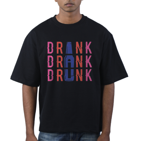 Drink Drank Drunk Unisex Oversized T-Shirt