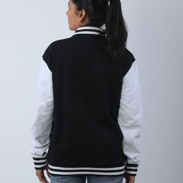 Solid Classic Black Unisex Varsity Jacket