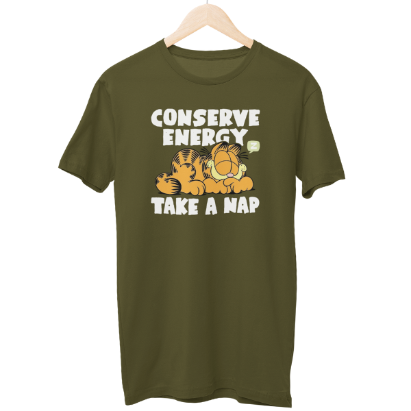 Conserve Energy Garfeild Cartoon Regular Unisex T-Shirt