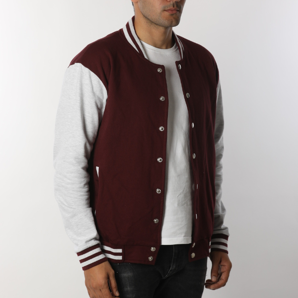 Solid Rosewood Maroon Unisex Varsity Jacket