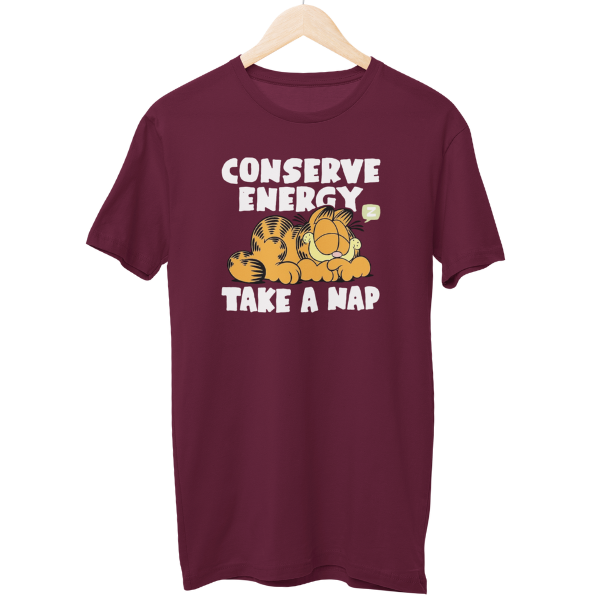 Conserve Energy Garfeild Cartoon Regular Unisex T-Shirt