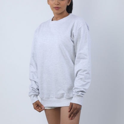 Solid Heather White Unisex Sweatshirt