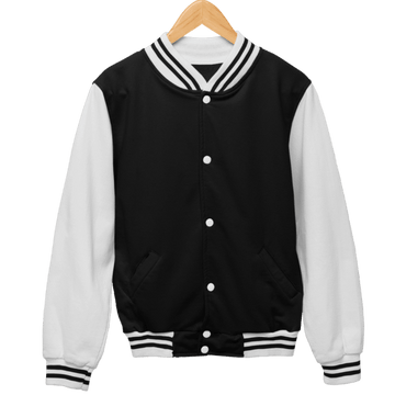 Solid Classic Black Unisex Varsity Jacket