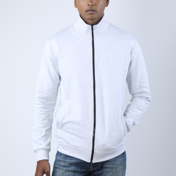 Heather White Unisex High Neck Jacket