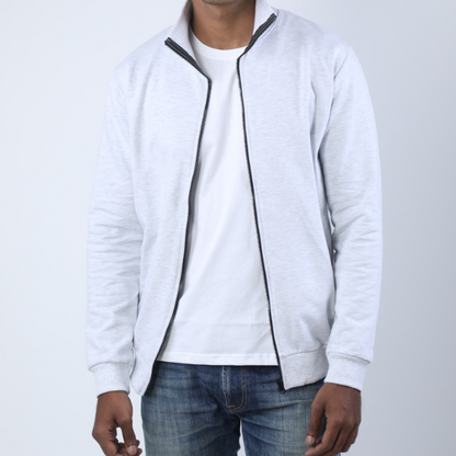 Heather White Unisex High Neck Jacket