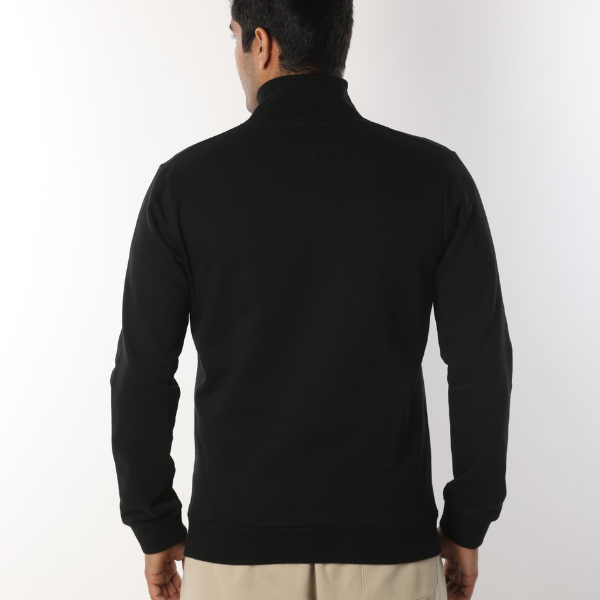 Solid Classic Black Unisex High Neck Jacket