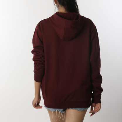 Solid Rosewood Maroon Unisex Zipper Hoodie