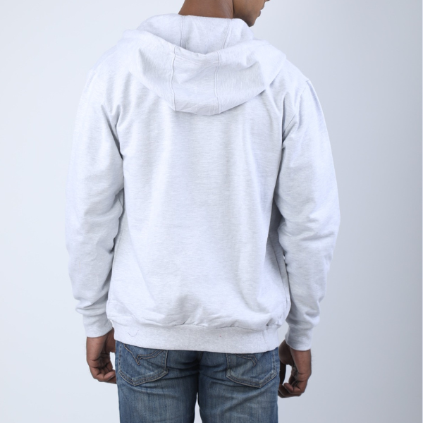 Solid Heather White Unisex Zipper Hoodie