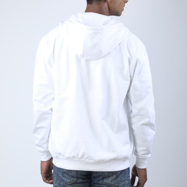 Solid Classic White Unisex Zipper Hoodie