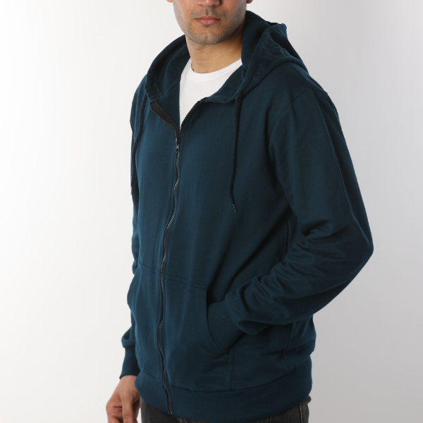 Solid Twilight Teal Unisex Zipper Hoodie