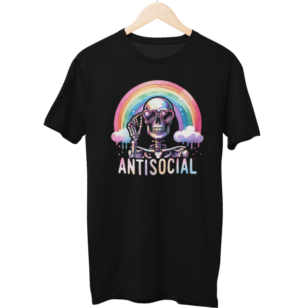 Antisocial Skull Regular Unisex T-Shirt