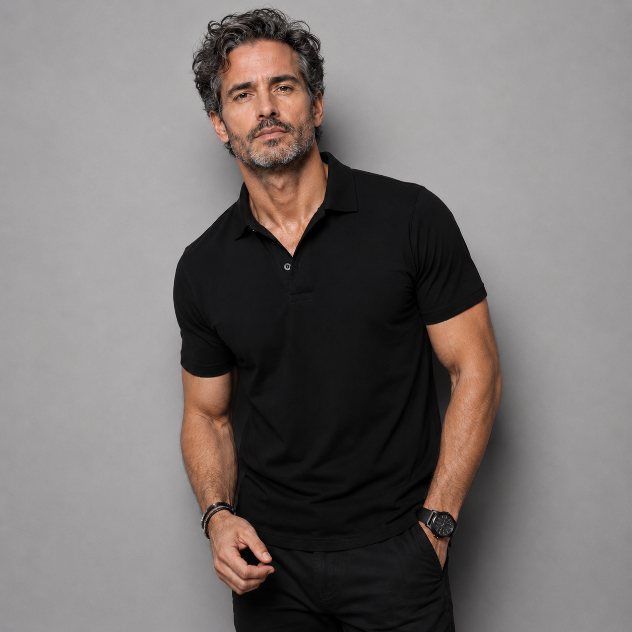 Black Polo Neck T-Shirt