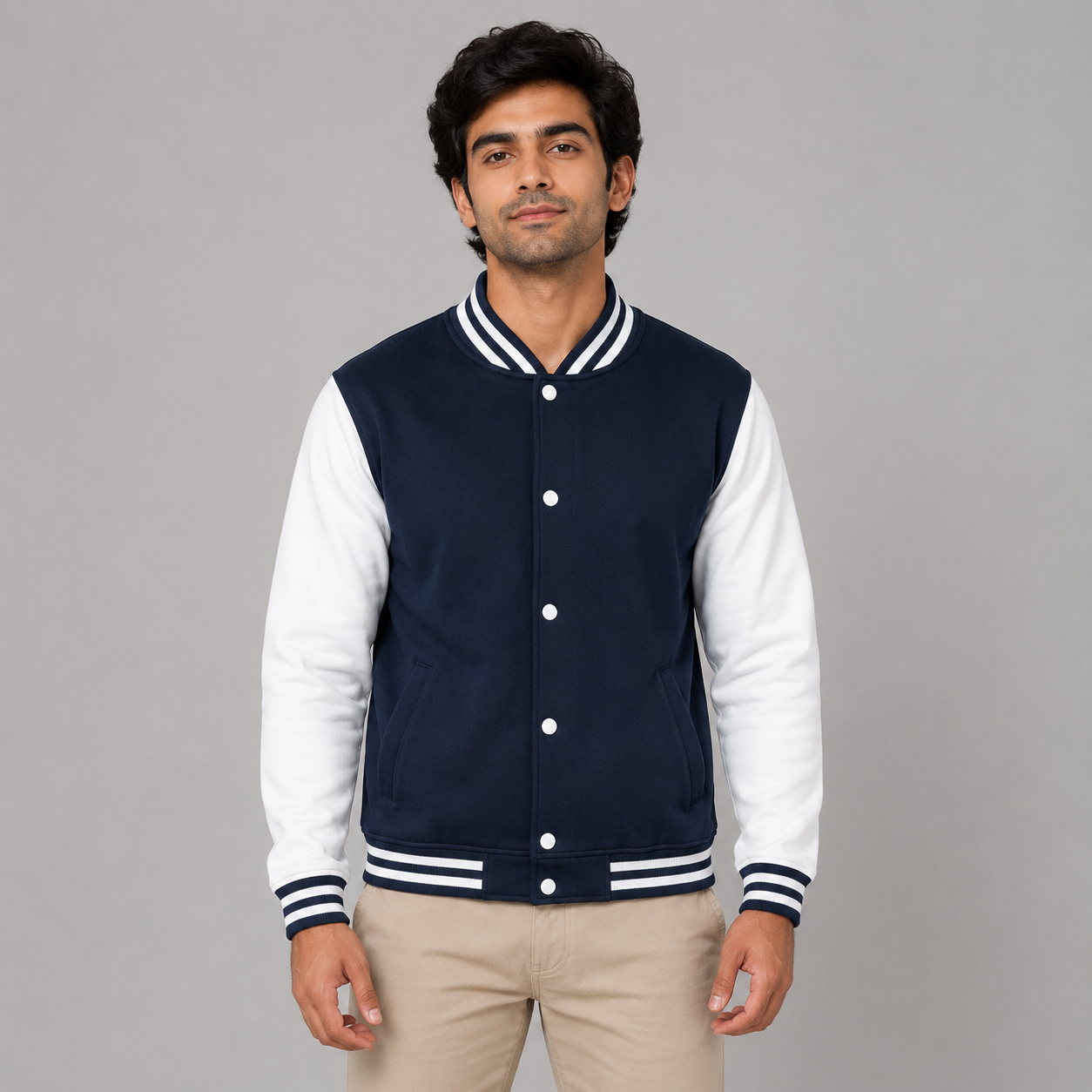 Solid Midnight Blue Unisex Varsity Jacket