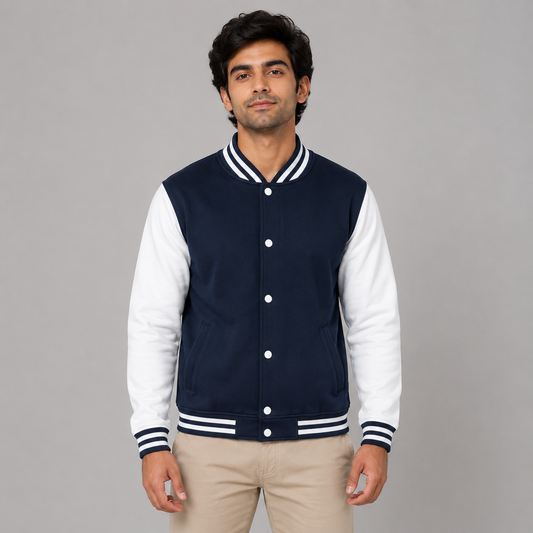 Solid Midnight Blue Unisex Varsity Jacket