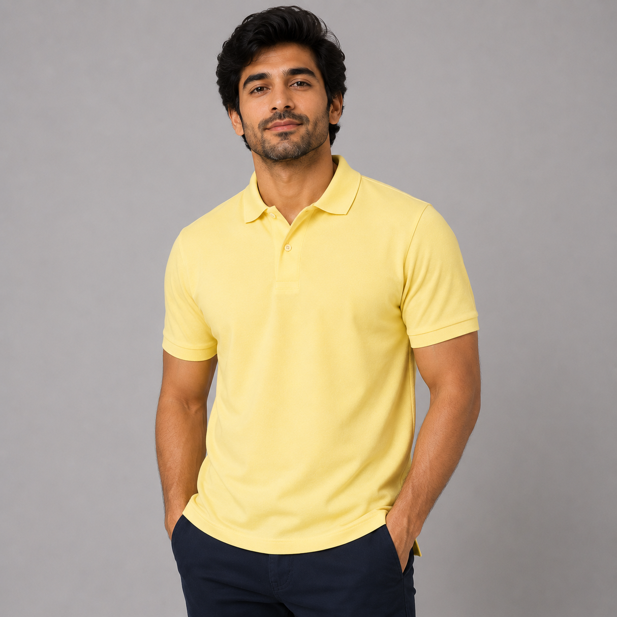 Lemon Yellow Polo Neck T-Shirt