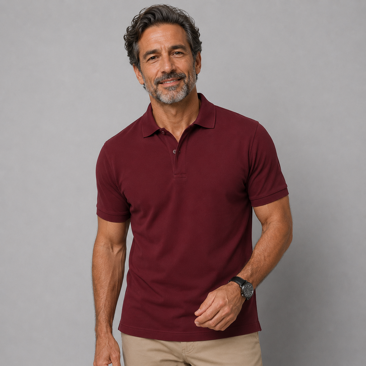 Maroon Polo Neck T-Shirt