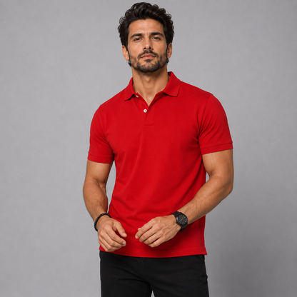 Bright Red Polo Neck T-Shirt