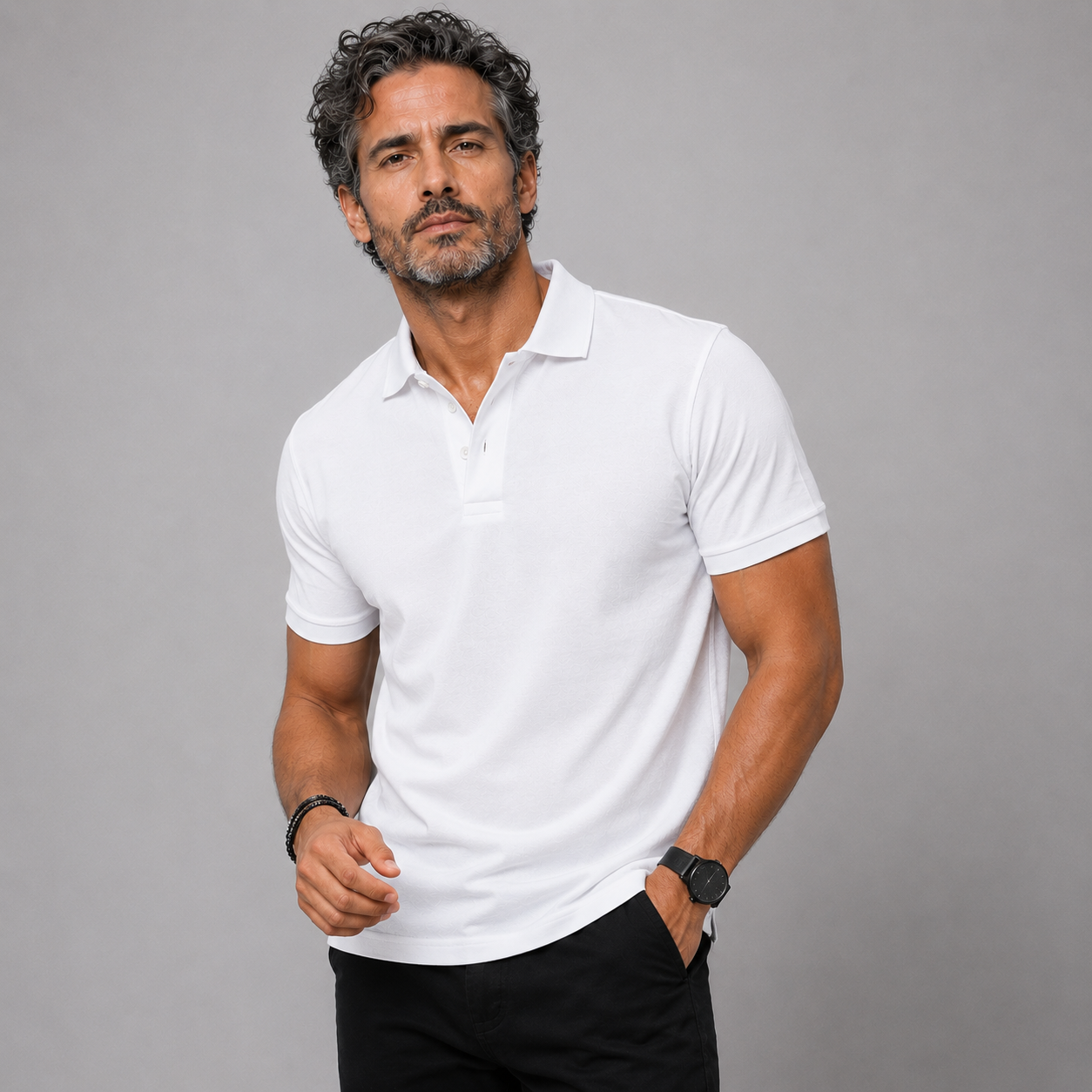 White Polo Neck T-Shirt