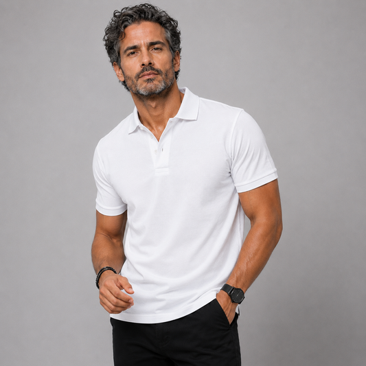 White Polo Neck T-Shirt